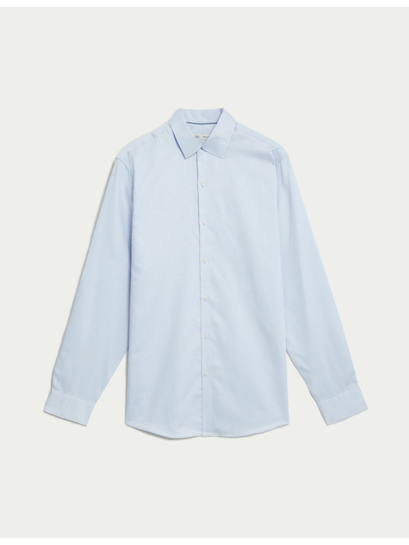 Marks & Spencer Риза от чист памук с малки точки Marks & Spencer синя