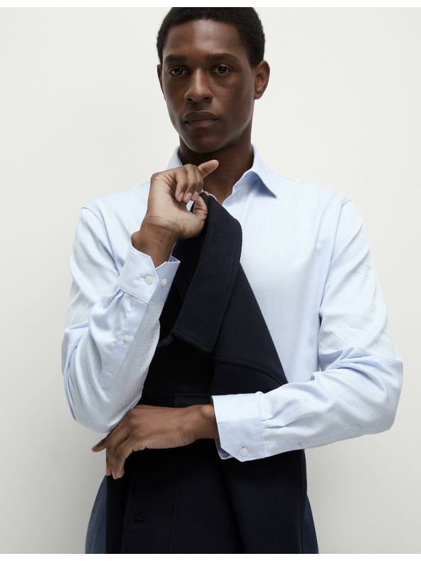 Marks & Spencer Риза от чист памук с малки точки Marks & Spencer синя