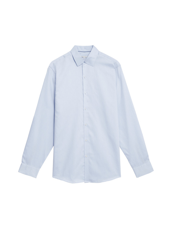 Marks & Spencer Риза от чист памук с малки точки Marks & Spencer синя