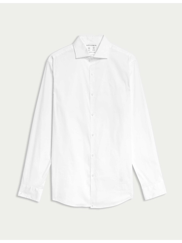 Marks & Spencer Бяла еластична памучна риза с висока талия и негладена повърхност Marks & Spencer