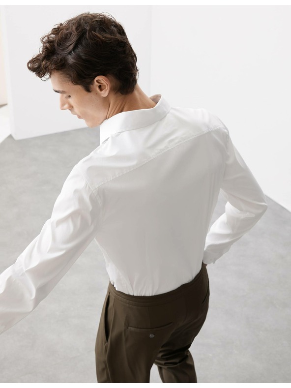 Marks & Spencer Бяла еластична памучна риза с висока талия и негладена повърхност Marks & Spencer