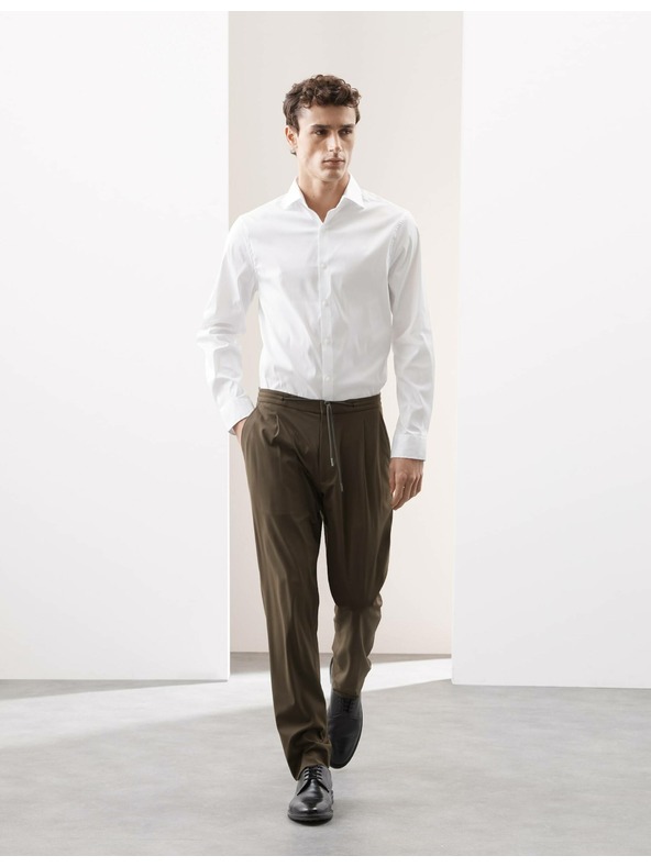 Marks & Spencer Бяла еластична памучна риза с висока талия и негладена повърхност Marks & Spencer