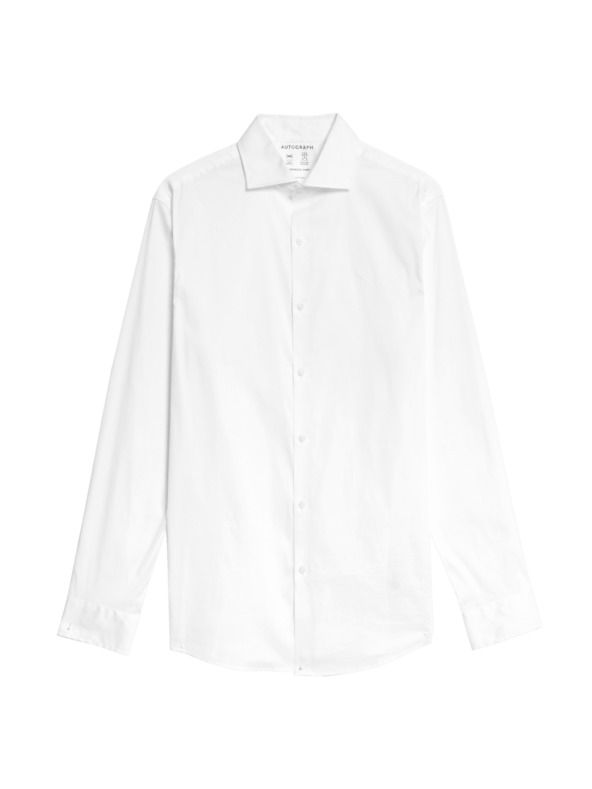 Marks & Spencer Бяла еластична памучна риза с висока талия и негладена повърхност Marks & Spencer