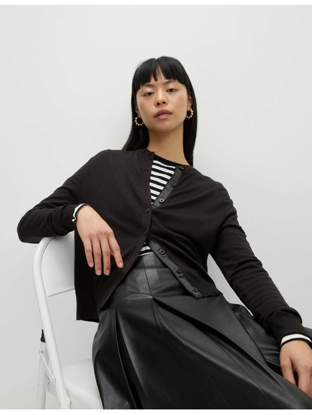 Marks & Spencer Marks & Spencer жилетка с кръгло деколте и копчета отпред черна