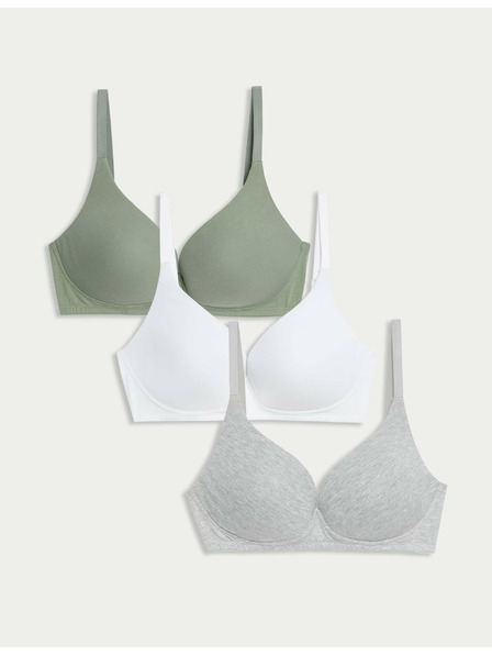 Marks & Spencer Гладък сутиен с подплънки за деколте, размер 4, размер 5, с подплънки. A-E, 3 бр. Marks & Spencer зелен
