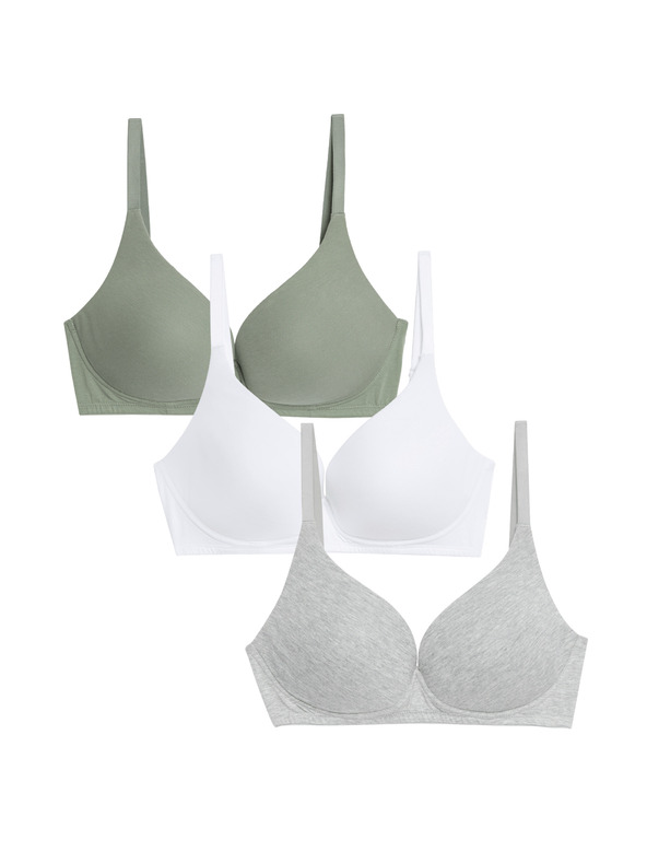 Marks & Spencer Гладък сутиен с подплънки за деколте, размер 4, размер 5, с подплънки. A-E, 3 бр. Marks & Spencer зелен