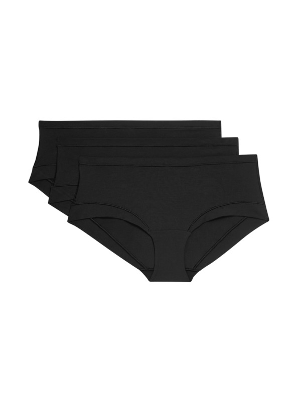 Marks & Spencer Къси панталони от модал с ниска талия и технология Flexifit™, 3 броя Marks & Spencer черно