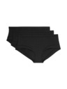 Marks & Spencer Къси панталони от модал с ниска талия и технология Flexifit™, 3 броя Marks & Spencer черно