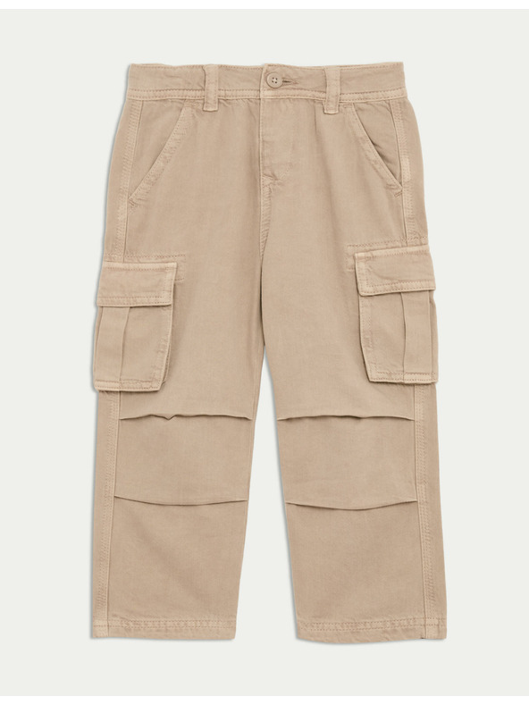 Marks & Spencer Панталон Cargo от чист памук с широки крачоли (2-16 години) Marks & Spencer off-white