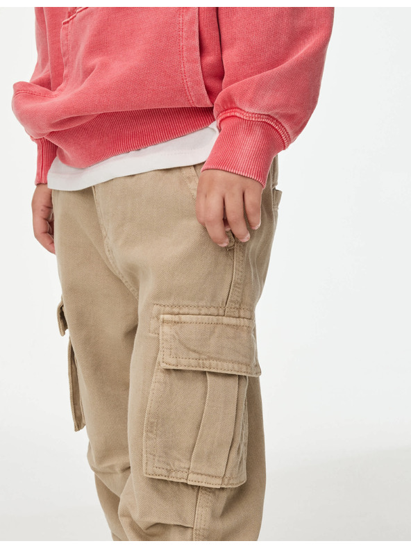 Marks & Spencer Панталон Cargo от чист памук с широки крачоли (2-16 години) Marks & Spencer off-white