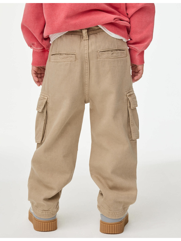 Marks & Spencer Панталон Cargo от чист памук с широки крачоли (2-16 години) Marks & Spencer off-white