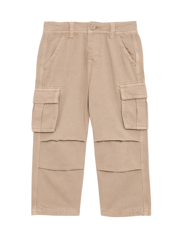 Marks & Spencer Панталон Cargo от чист памук с широки крачоли (2-16 години) Marks & Spencer off-white