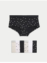 Marks & Spencer Шорти с висок дял памук и принт със сърце, 7 броя (5–16 години) Marks & Spencer черна