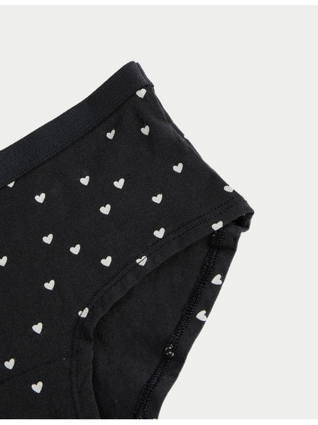 Marks & Spencer Шорти с висок дял памук и принт със сърце, 7 броя (5–16 години) Marks & Spencer черна