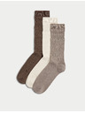 Marks & Spencer 3 чифта чорапи с нежен ръб Marks & Spencer кафяви