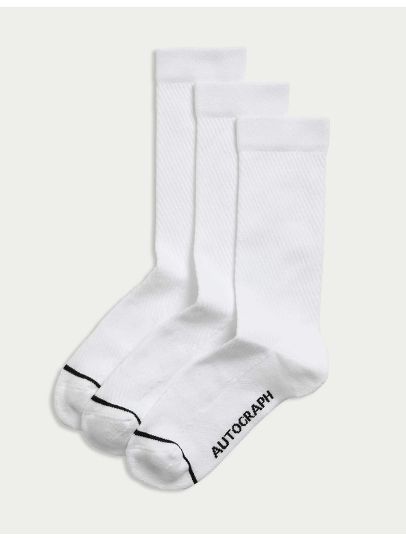 Marks & Spencer Спортни чорапи от смес Supima® памук, 3 бр. Marks & Spencer бели