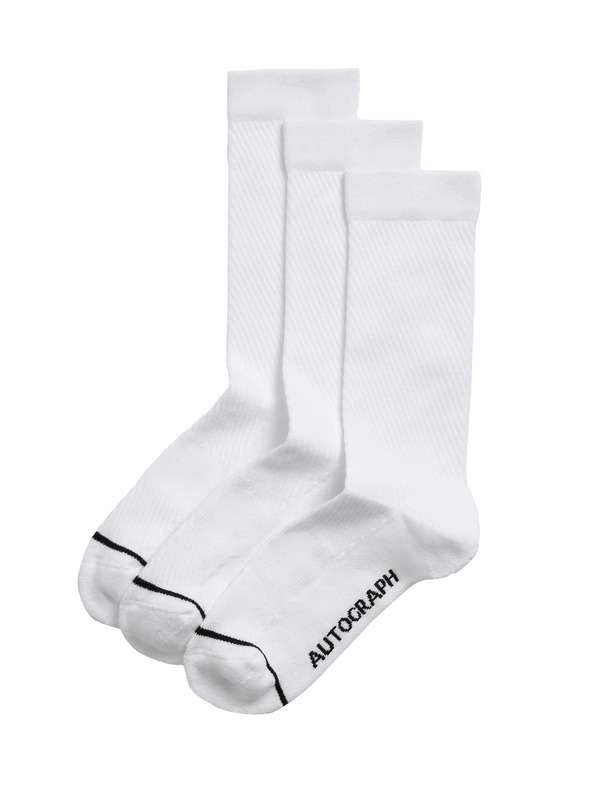 Marks & Spencer Спортни чорапи от смес Supima® памук, 3 бр. Marks & Spencer бели