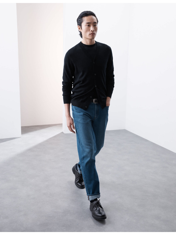 Marks & Spencer Жилетка с V-образно деколте от мериносова вълна Marks & Spencer синя