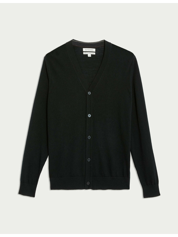 Marks & Spencer Жилетка с V-образно деколте от мериносова вълна Marks & Spencer черна