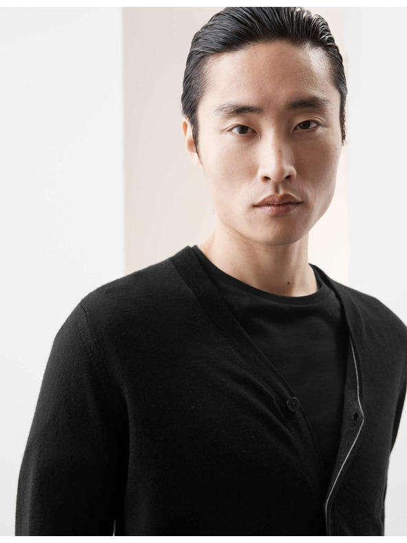 Marks & Spencer Жилетка с V-образно деколте от мериносова вълна Marks & Spencer черна