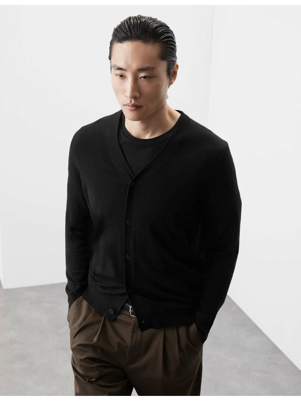 Marks & Spencer Жилетка с V-образно деколте от мериносова вълна Marks & Spencer черна