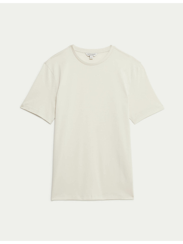 Marks & Spencer Тениска от премиум памук, тесен модел Marks & Spencer в цвят крем