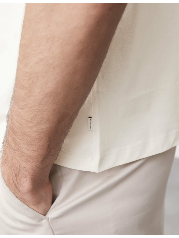 Marks & Spencer Тениска от премиум памук, тесен модел Marks & Spencer в цвят крем