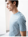 Marks & Spencer Тениска от премиум памук, тесен модел Marks & Spencer в син цвят