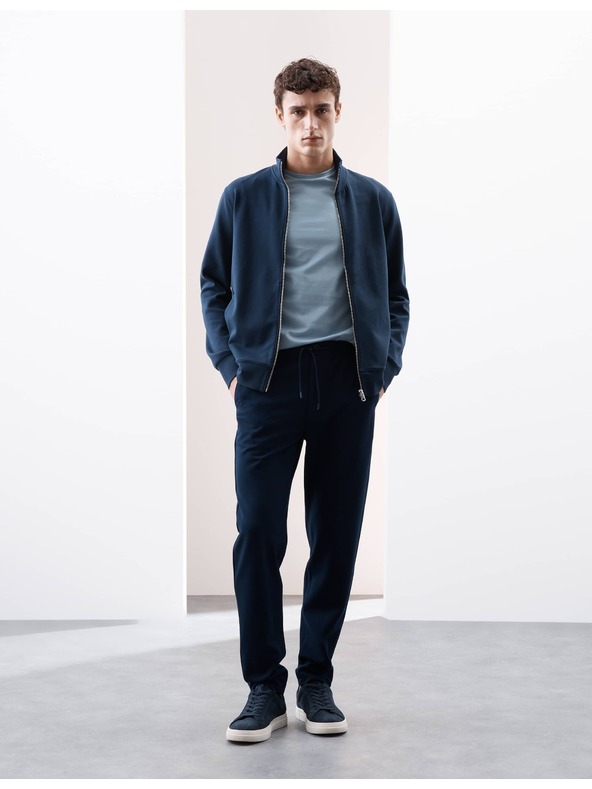 Marks & Spencer Тениска от премиум памук, тесен модел Marks & Spencer в син цвят