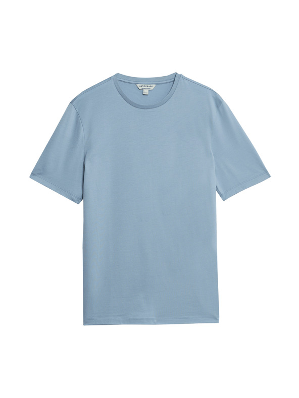 Marks & Spencer Тениска от премиум памук, тесен модел Marks & Spencer в син цвят