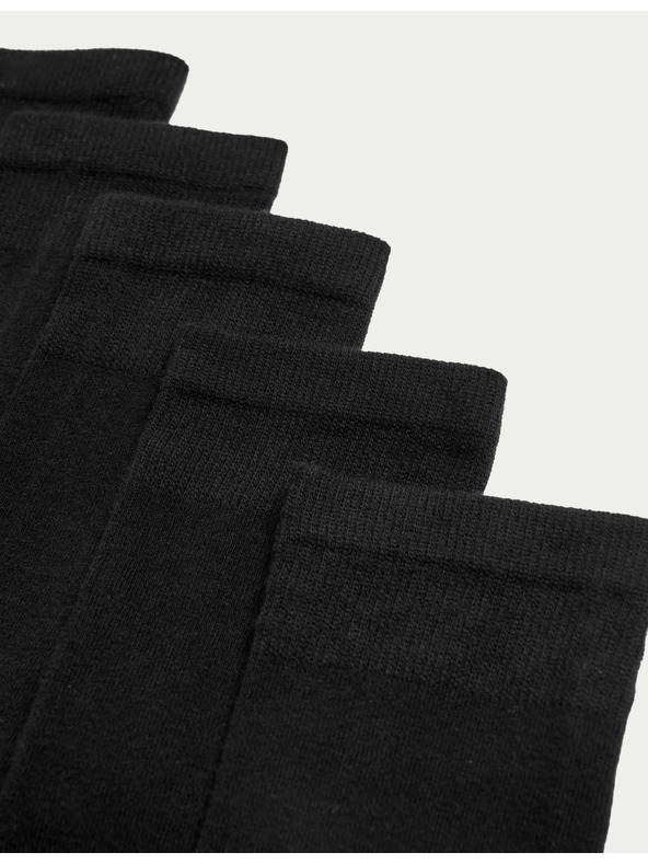 Marks & Spencer Пакет от 5 чифта изключително удобни глезенни чорапи с висок дял памук Marks & Spencer черно