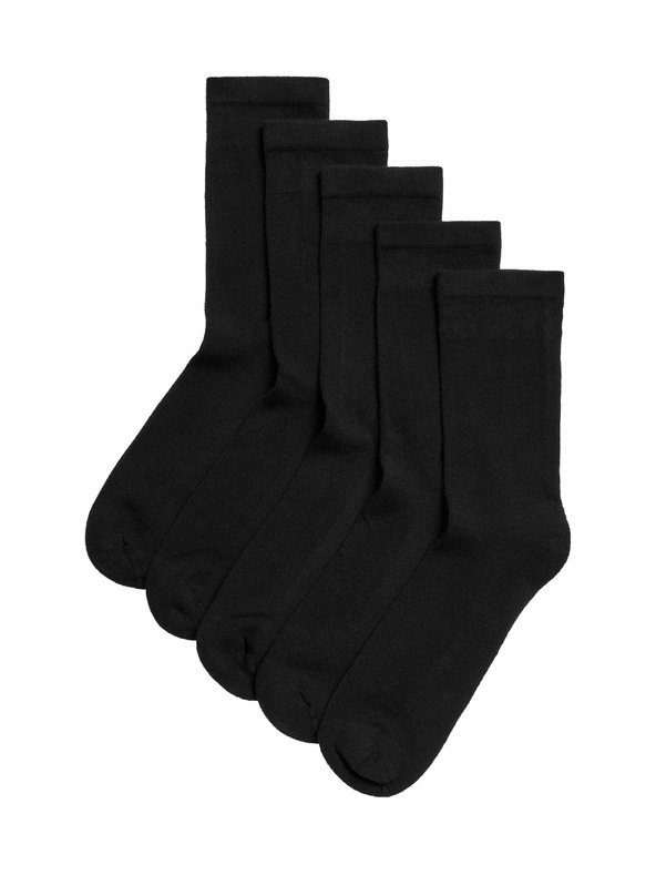 Marks & Spencer Пакет от 5 чифта изключително удобни глезенни чорапи с висок дял памук Marks & Spencer черно