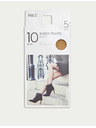 Marks & Spencer Дамски чорапогащи 10 DEN, 5 чифта в опаковка Marks & Spencer бежови