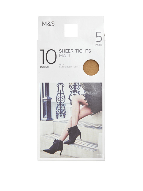 Marks & Spencer Дамски чорапогащи 10 DEN, 5 чифта в опаковка Marks & Spencer бежови