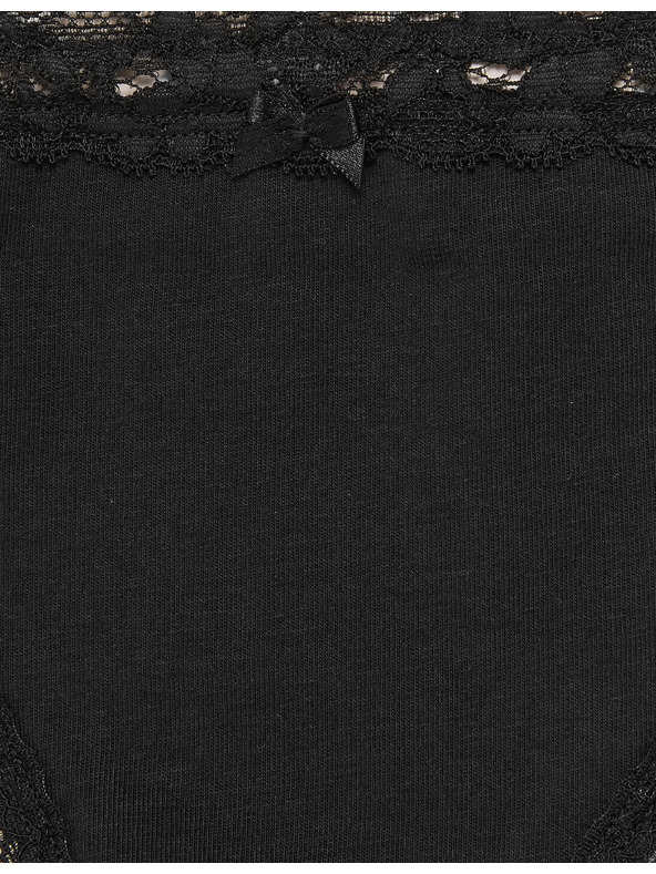 Marks & Spencer Памучни бикини с дантела, комплект 3 бр. Marks & Spencer в черно