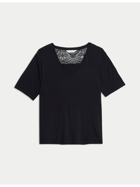 Marks & Spencer Пижамен топ с дантелен детайл Marks & Spencer черна