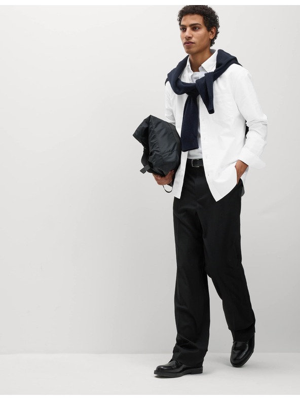 Marks & Spencer Оксфордска риза с тесен силует от чист памук Marks & Spencer бяла