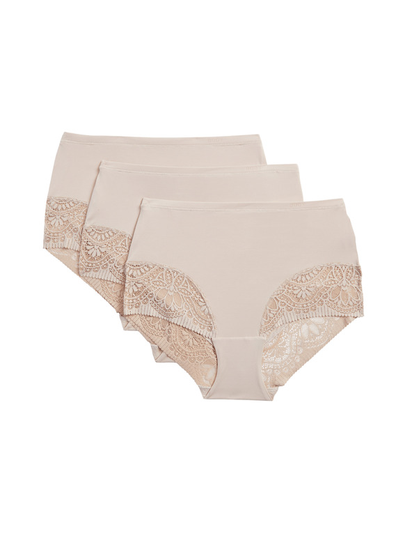Marks & Spencer Бикини до талията Body Soft™, комплект 3 бр. Marks & Spencer бежово