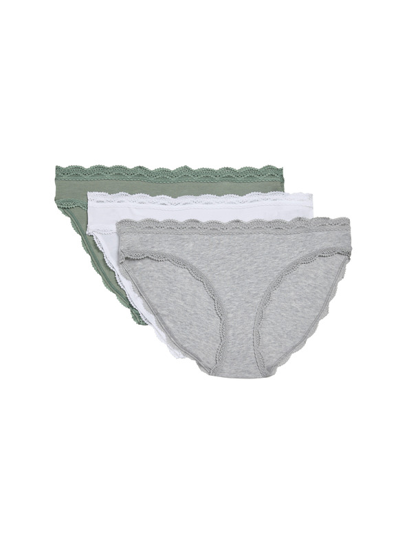 Marks & Spencer Памучни бикини с дантела, комплект 3 бр. Marks & Spencer зелено