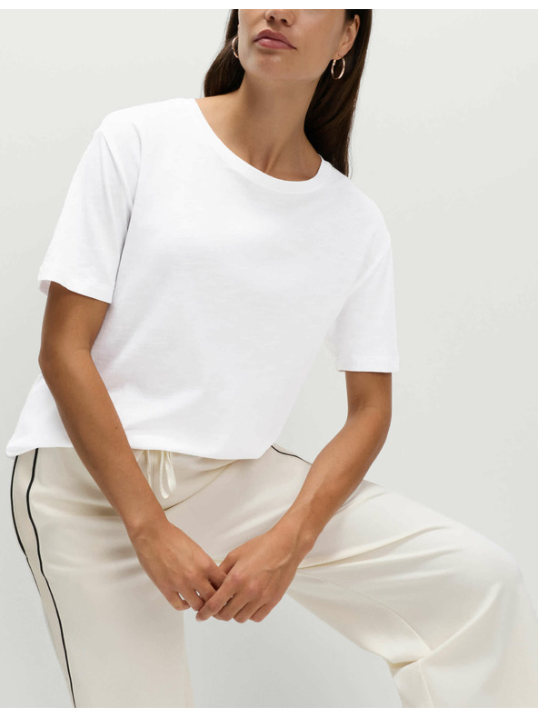 Marks & Spencer Свободна риза от памук и модал Marks & Spencer, бяла