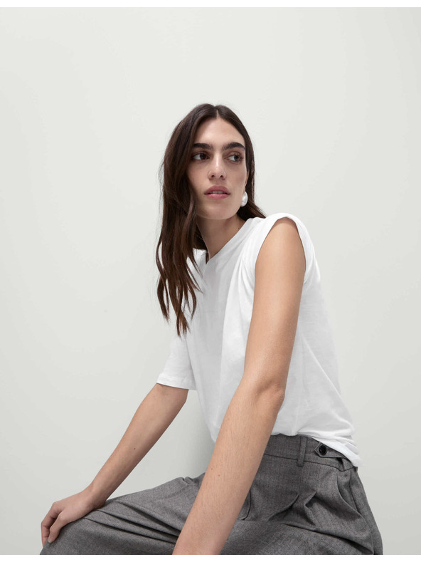 Marks & Spencer Свободна риза от памук и модал Marks & Spencer, бяла