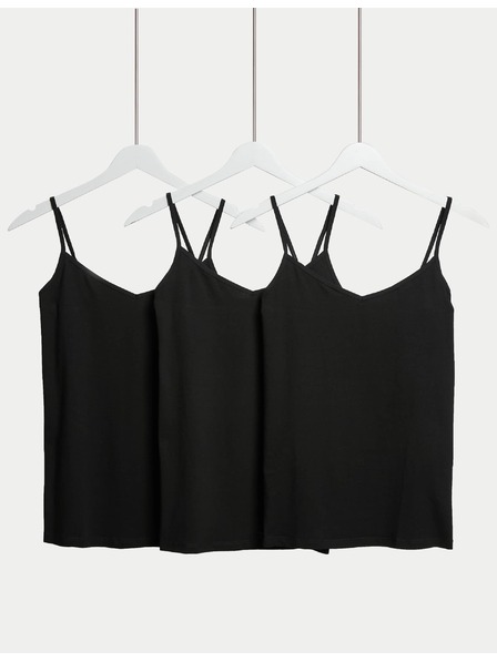 Marks & Spencer Тилко на презрамки с висок дял памук, 3 бр. Marks & Spencer черно