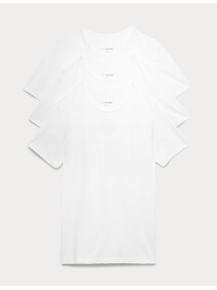 Marks & Spencer Комплект от три мъжки основни тениски в бяло с технология Marks & Spencer Cool & Fresh™