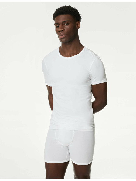 Marks & Spencer Комплект от три мъжки основни тениски в бяло с технология Marks & Spencer Cool & Fresh™