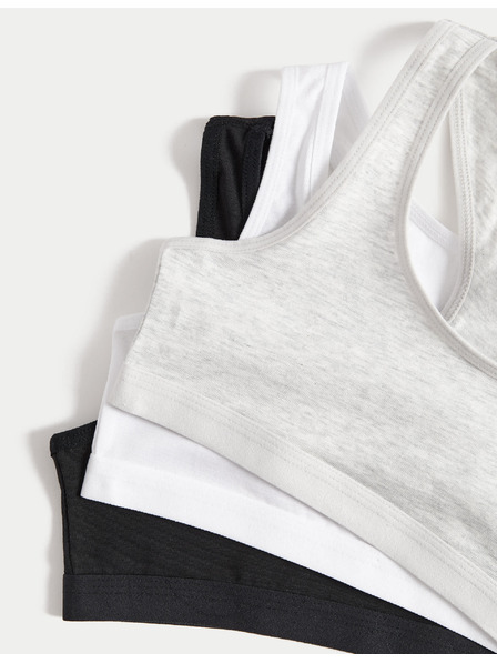 Marks & Spencer Висококачествени памучни горнища с изрязани крачоли, 3 броя (6-16 години) Marks & Spencer сиво