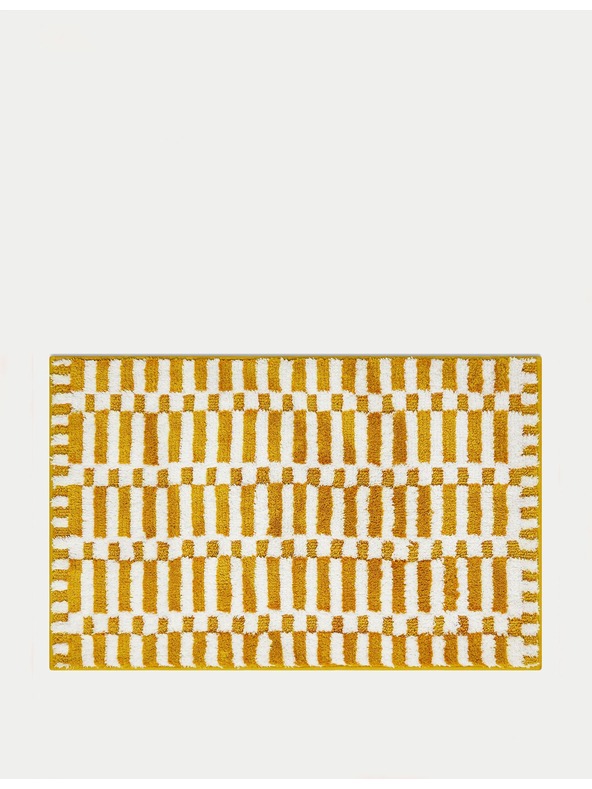 Marks & Spencer Бързосъхнеща баня постелка от памучна смес с геометричен мотив Marks & Spencer жълта
