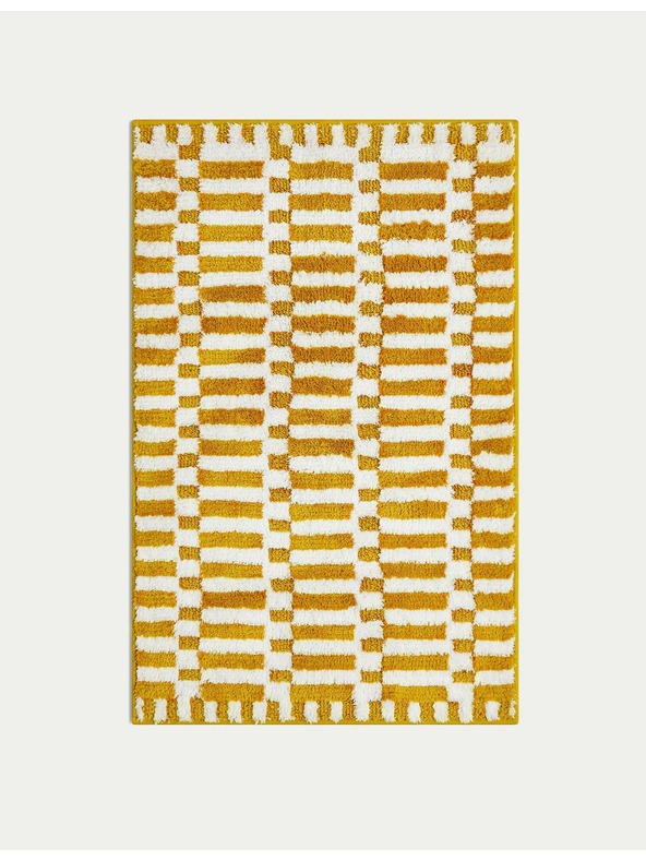 Marks & Spencer Бързосъхнеща баня постелка от памучна смес с геометричен мотив Marks & Spencer жълта