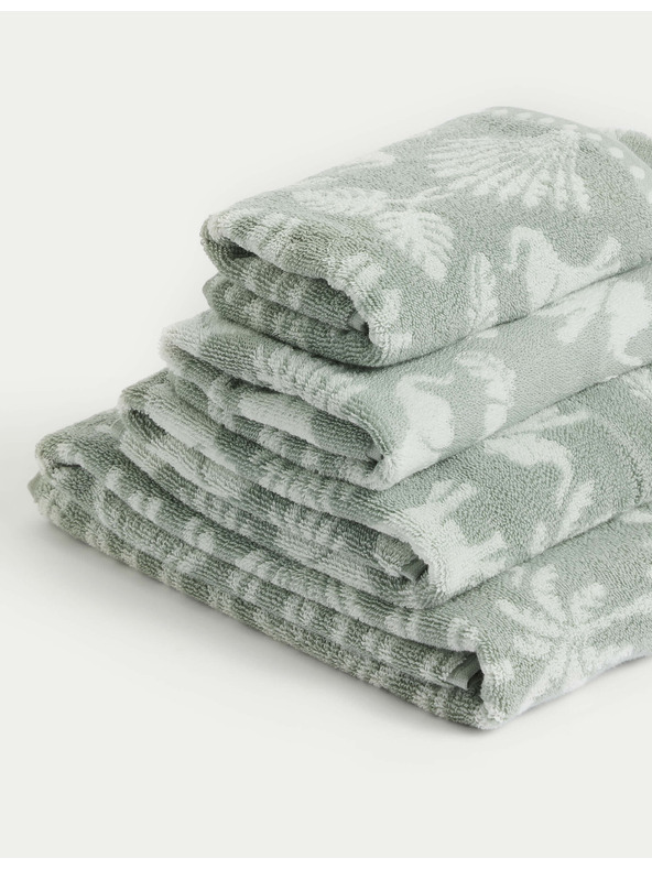 Marks & Spencer Хавлия от чист памук с мотив на слон и палми Marks & Spencer зелена