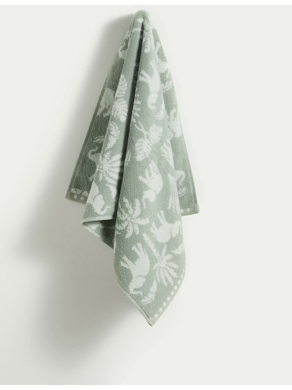 Marks & Spencer Хавлия от чист памук с мотив на слон и палми Marks & Spencer зелена