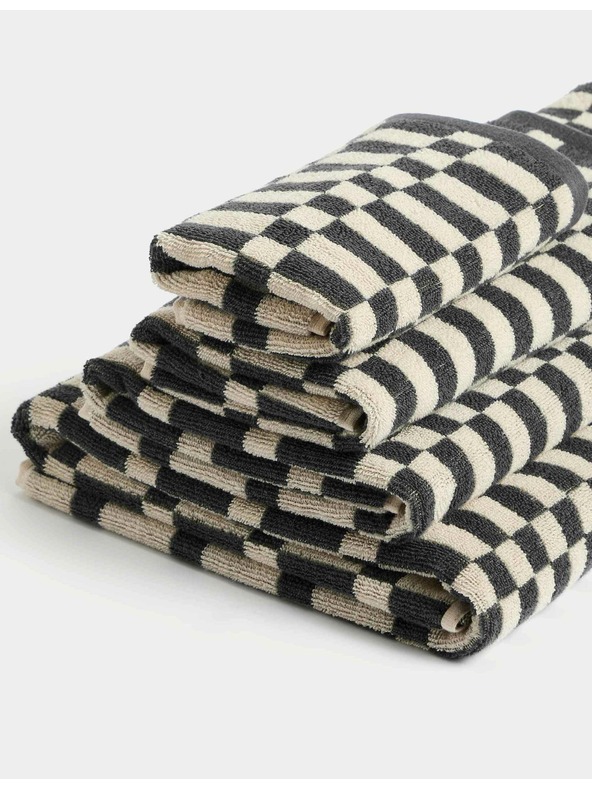 Marks & Spencer Хавлия от чист памук с геометричен десен на квадрати Marks & Spencer сива